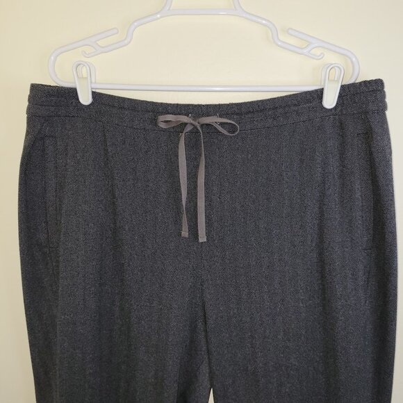 Eileen Fisher Herringbone Recycled Slouchy Pants Gray Drawstring Waist Size L - Picture 3 of 10